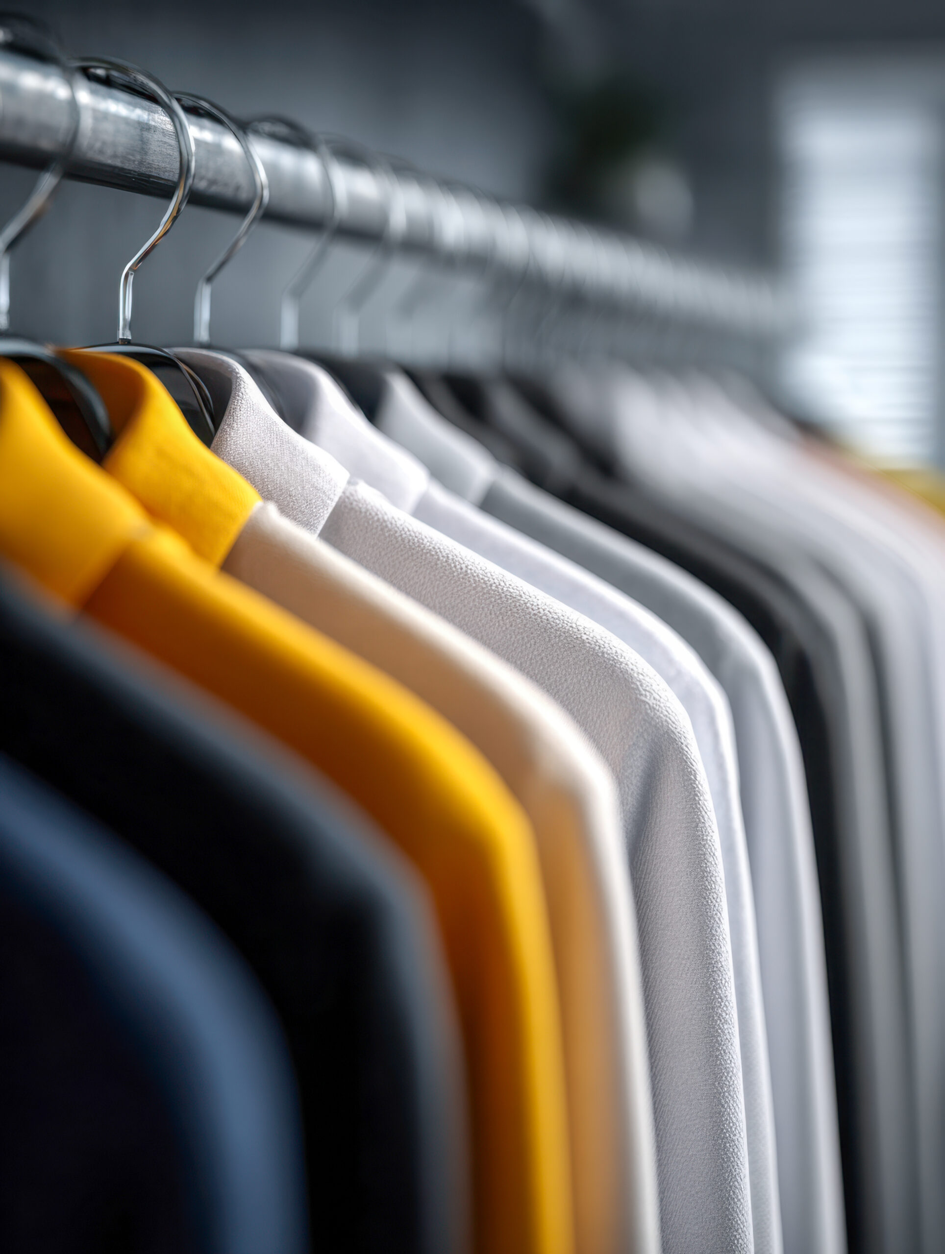 row-neatly-arranged-casual-shirts-various-colors-hanging-hangers-along-metal-rack-modern-clothing-store-setting